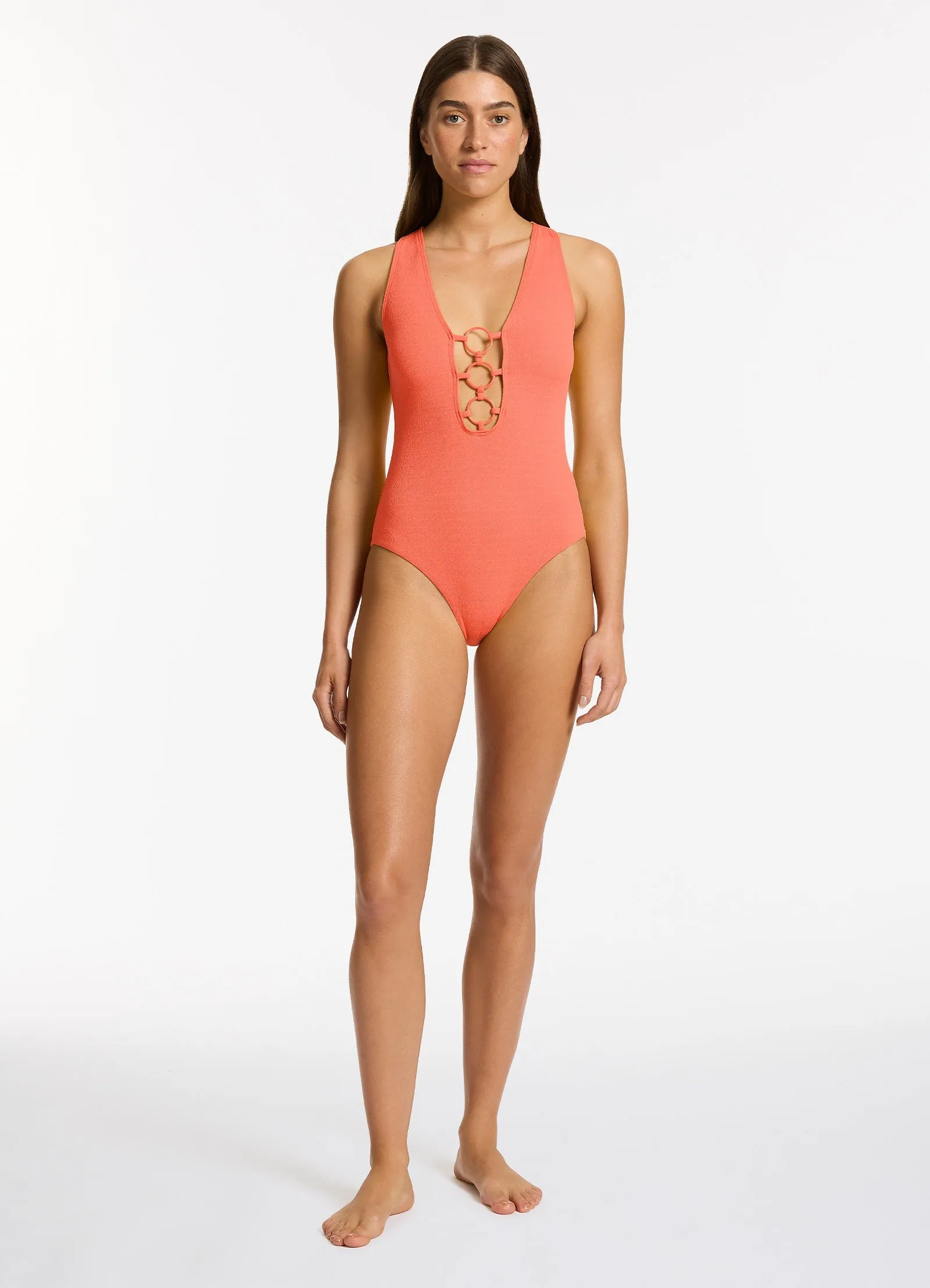 Alessia Plunge One Piece - Guava