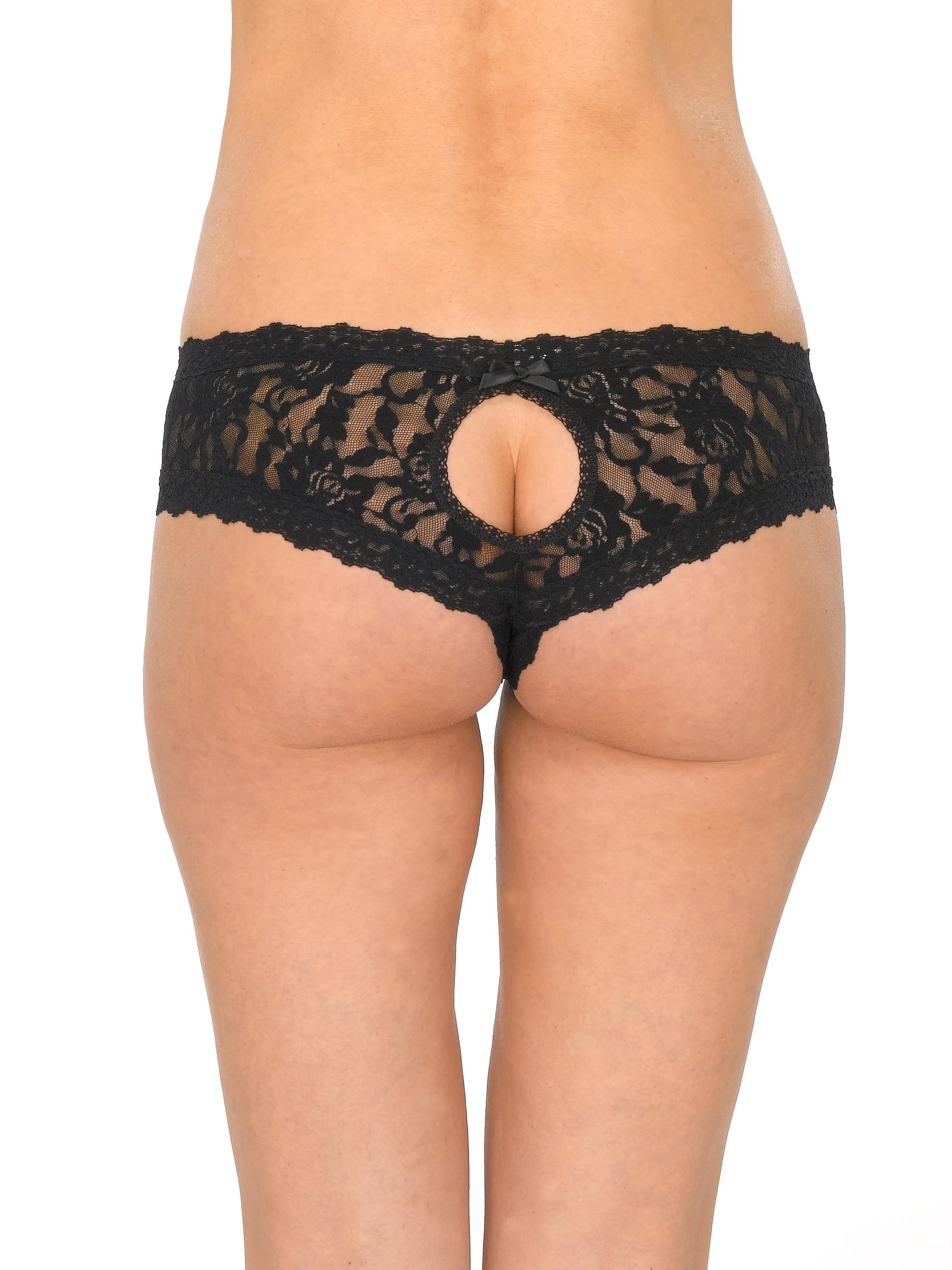 &oh™ Signature Lace Crotchless Cheeky Hipster Black