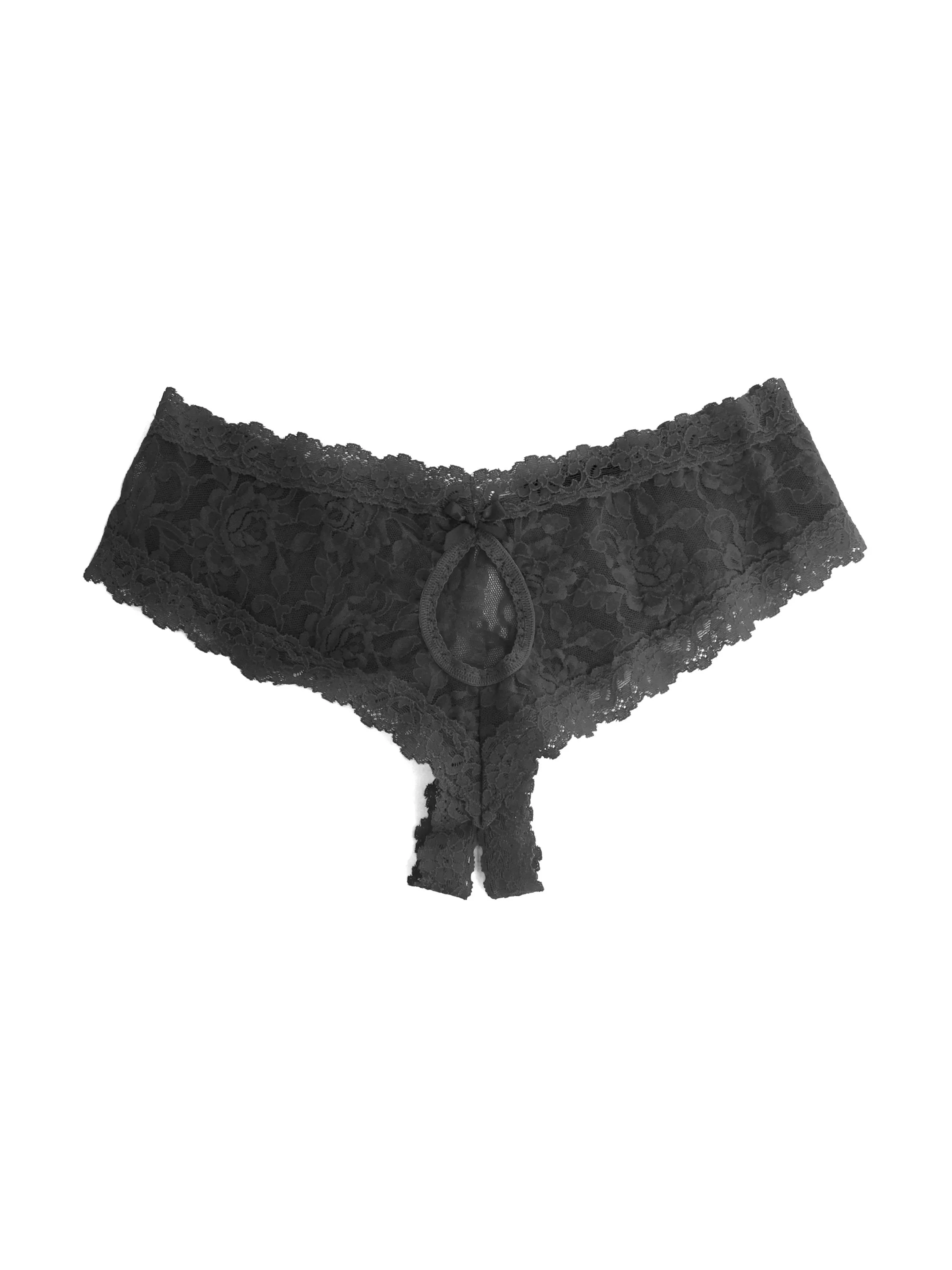 &oh™ Signature Lace Crotchless Cheeky Hipster Black