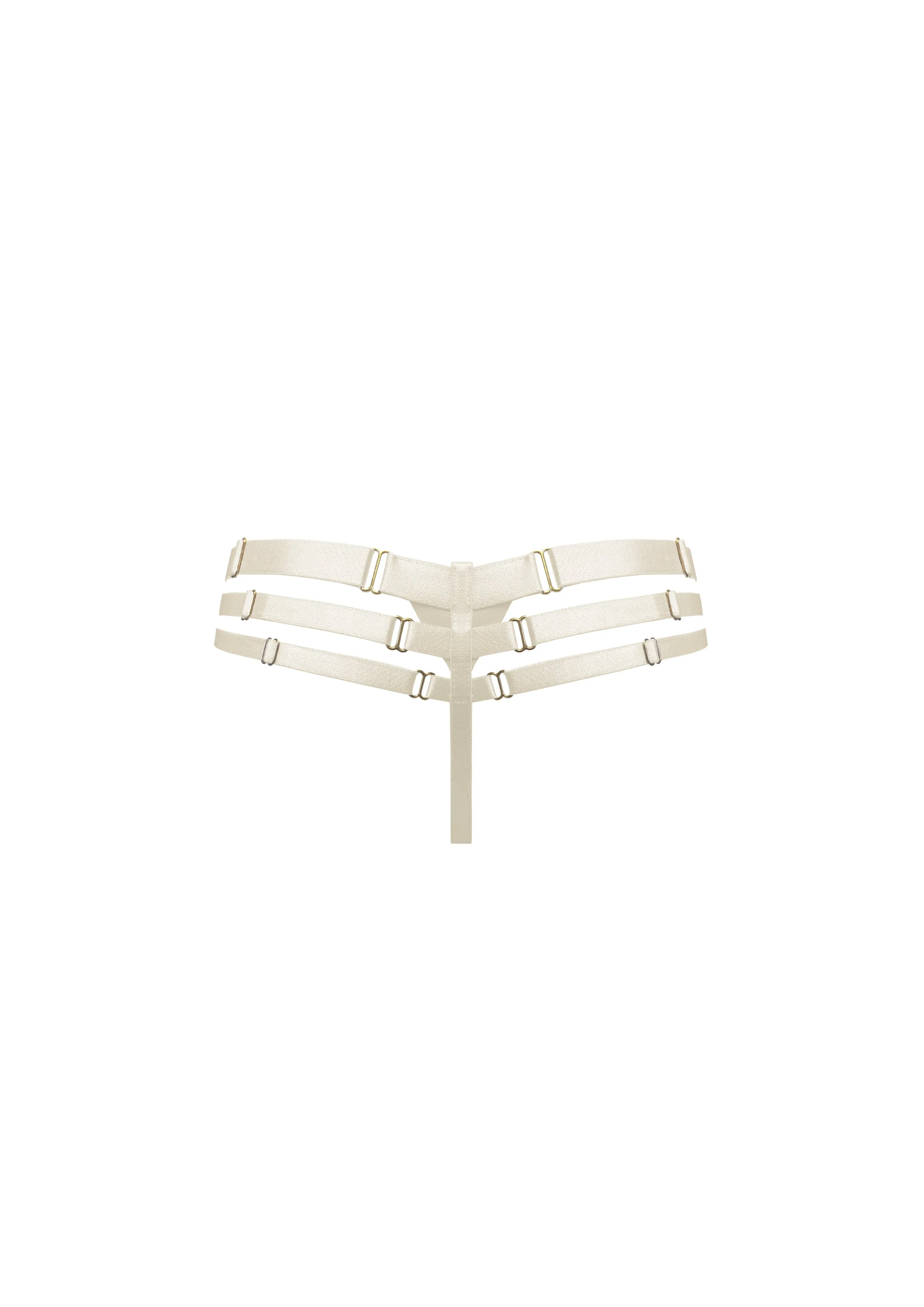 Art Deco Multi-Strap Cream Thong