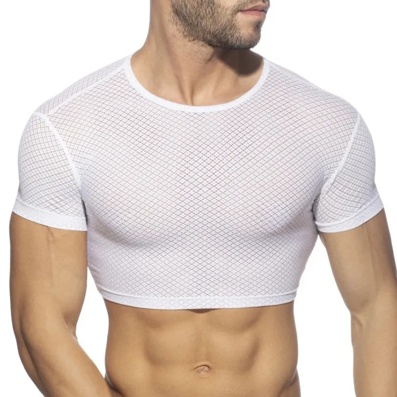 DomiGe Men's Mesh Crop Top Underwear - Sheer Lace & Sexy Male Lingerie LX501