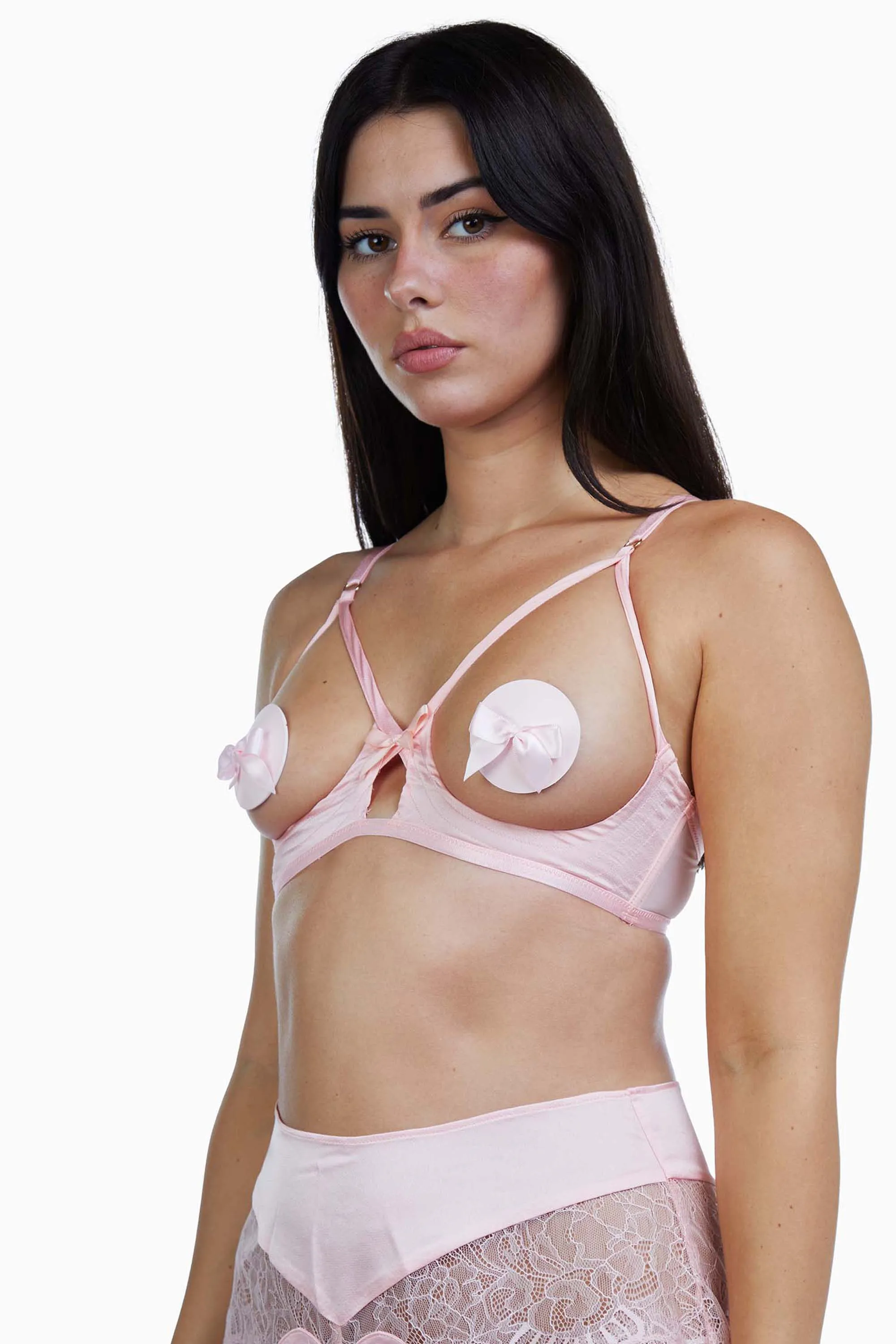 Doris Peach Cupless Stitch Detail Bra