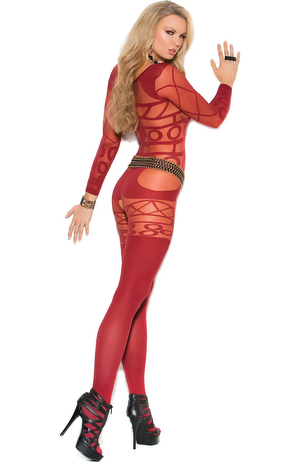 EM-81161 Women's burgundy bodystocking