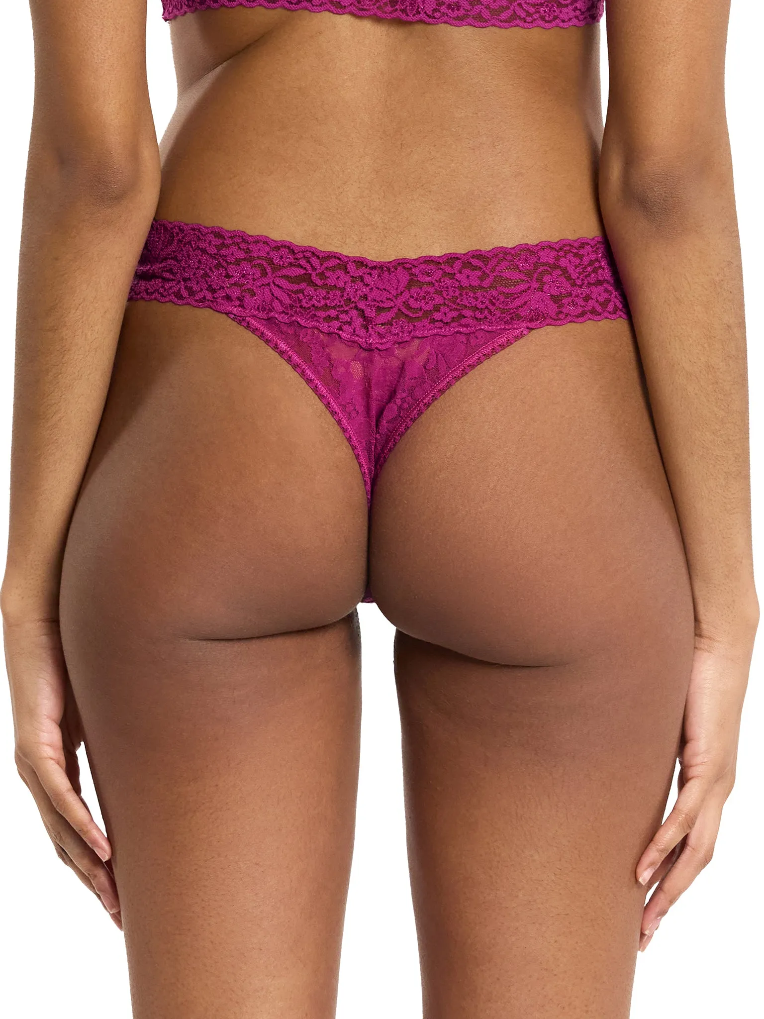 Flora Lace Original Rise Thong Picking Plums Pink