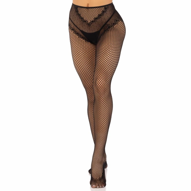 French Cut Crotchless Fishnet - One Size - Black