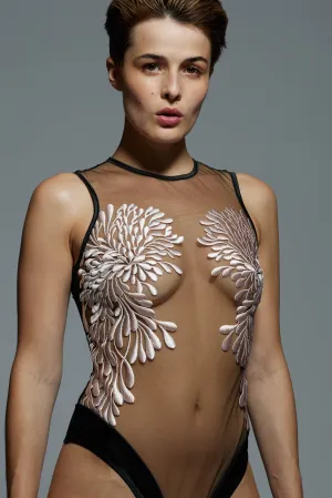 Gabriella Embroidered Bodysuit - Oyster Blush