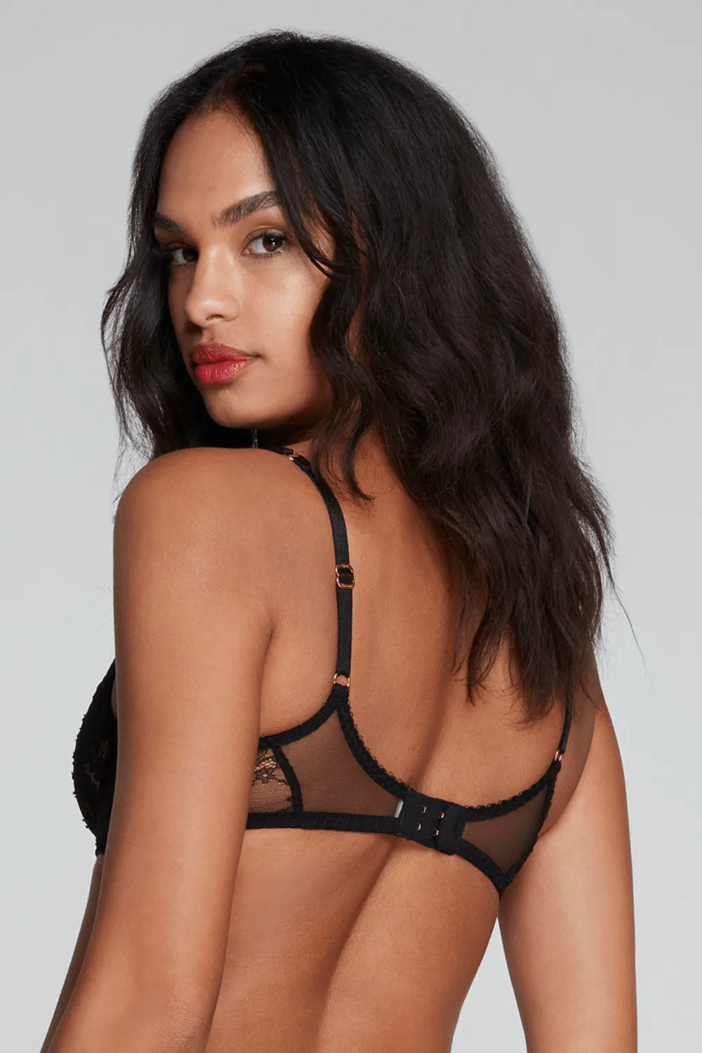 Hinda Demi Cup Plunge Bra Black, UK 32D