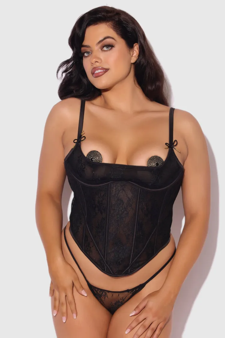 Jocelyn Lace Plus Size Bustier Lingerie Set