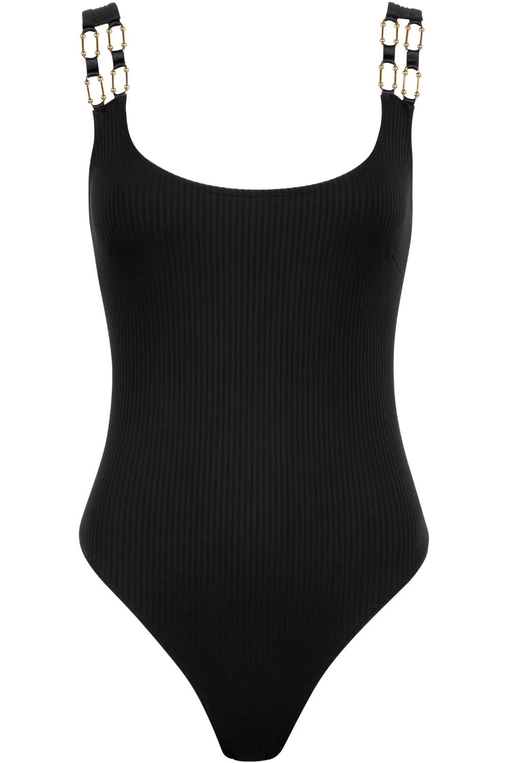 Les Bodys Ribbed Knit Bodysuit in Black