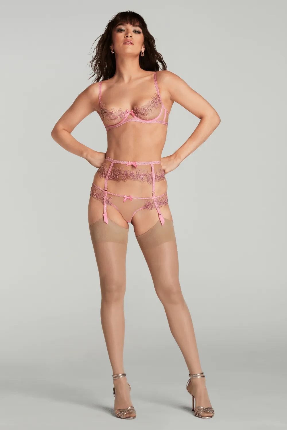 Lindie Suspender Belt Dusky Pink