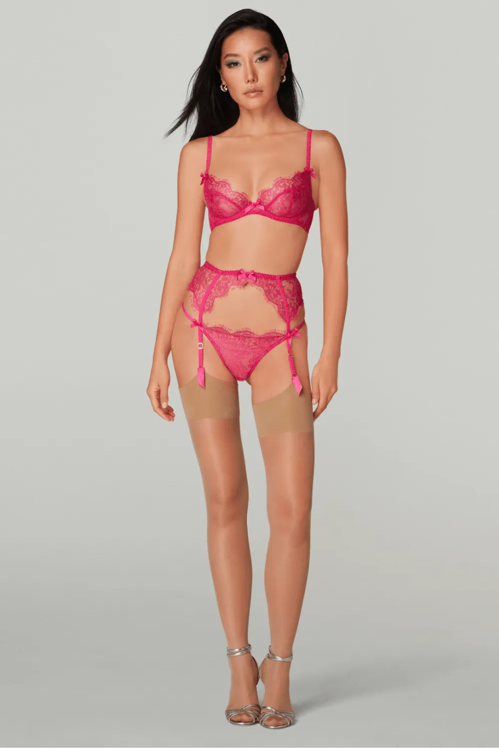 Lorna Lace Suspender Belt Fuchsia, Size 3 (UK 10)