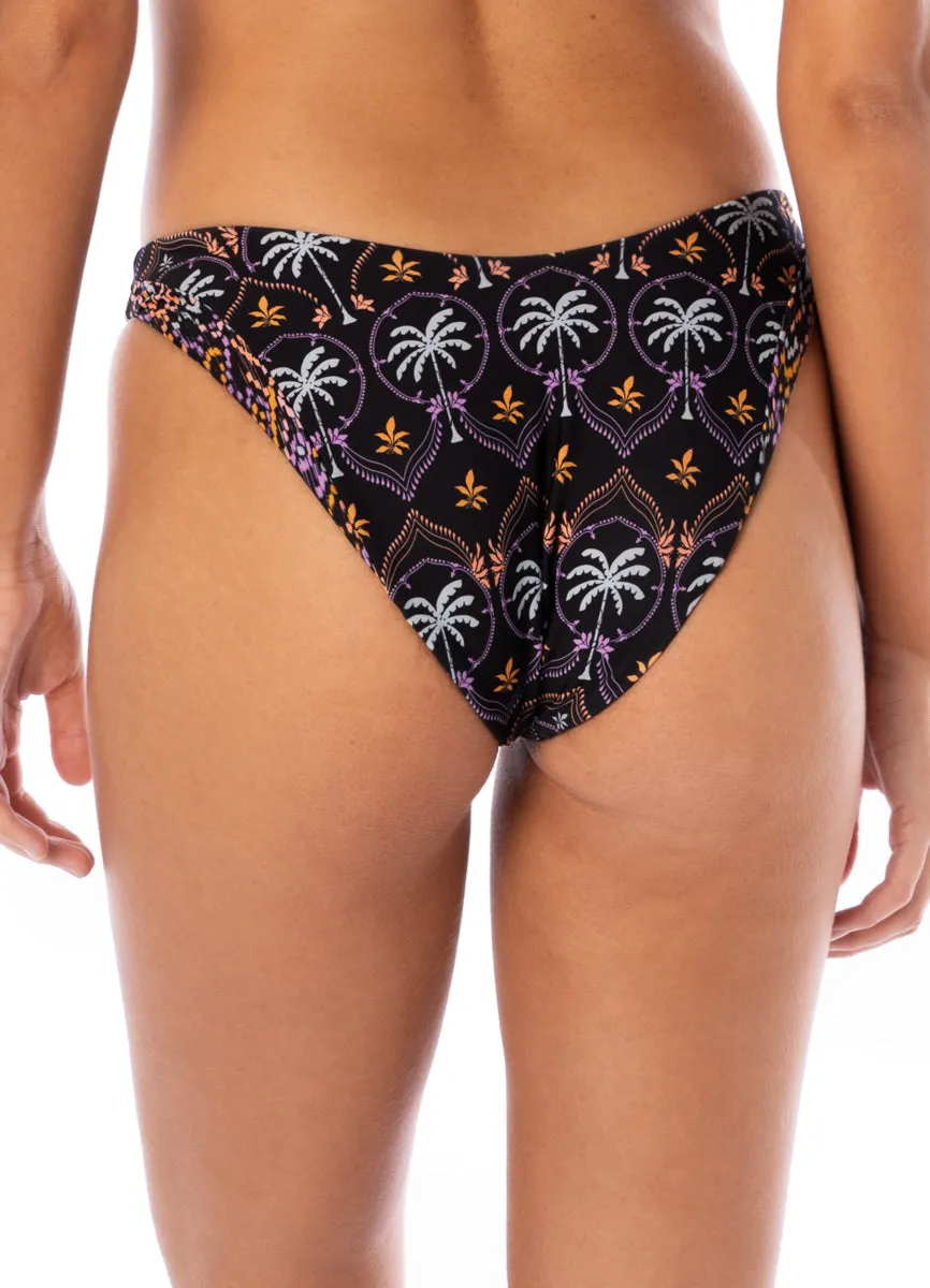 Maaji Midnight Palm Splendors Regular Rise Thin Side Bikini Bottom