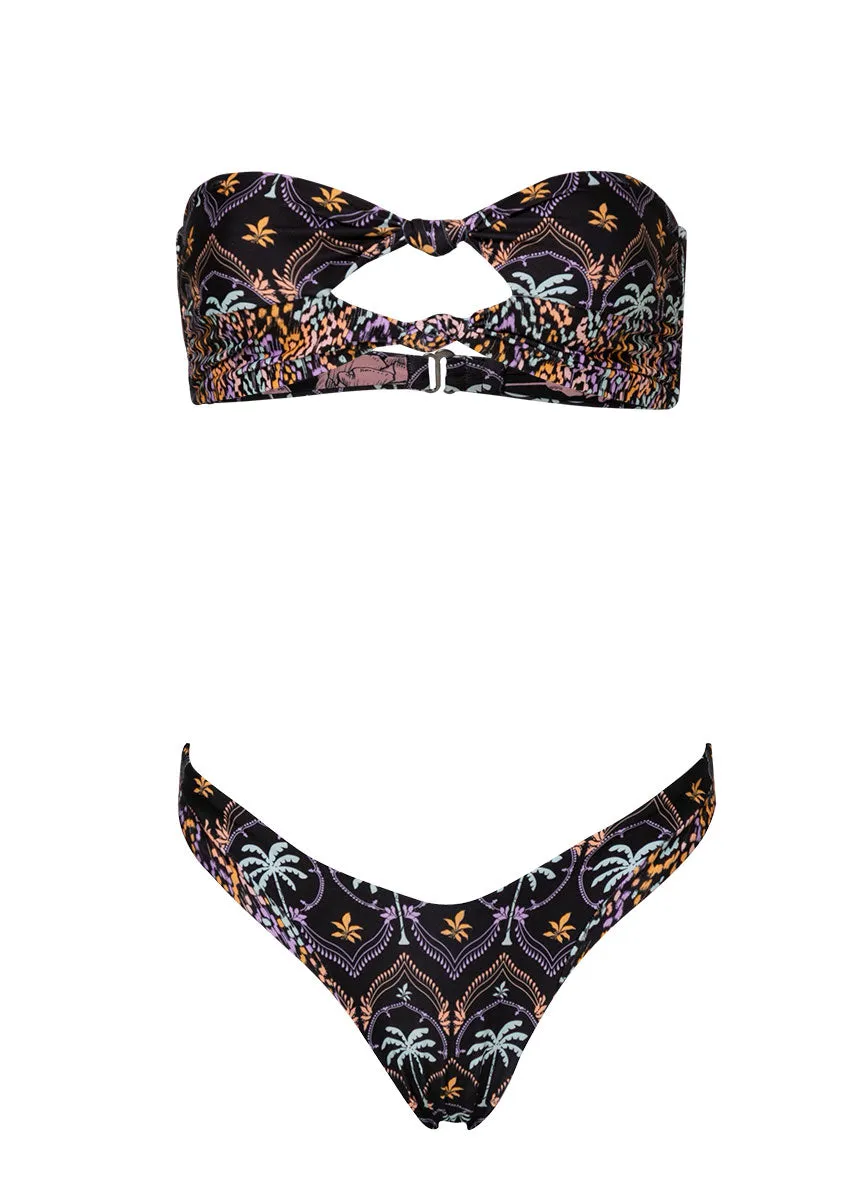 Maaji Midnight Palm Splendors Regular Rise Thin Side Bikini Bottom