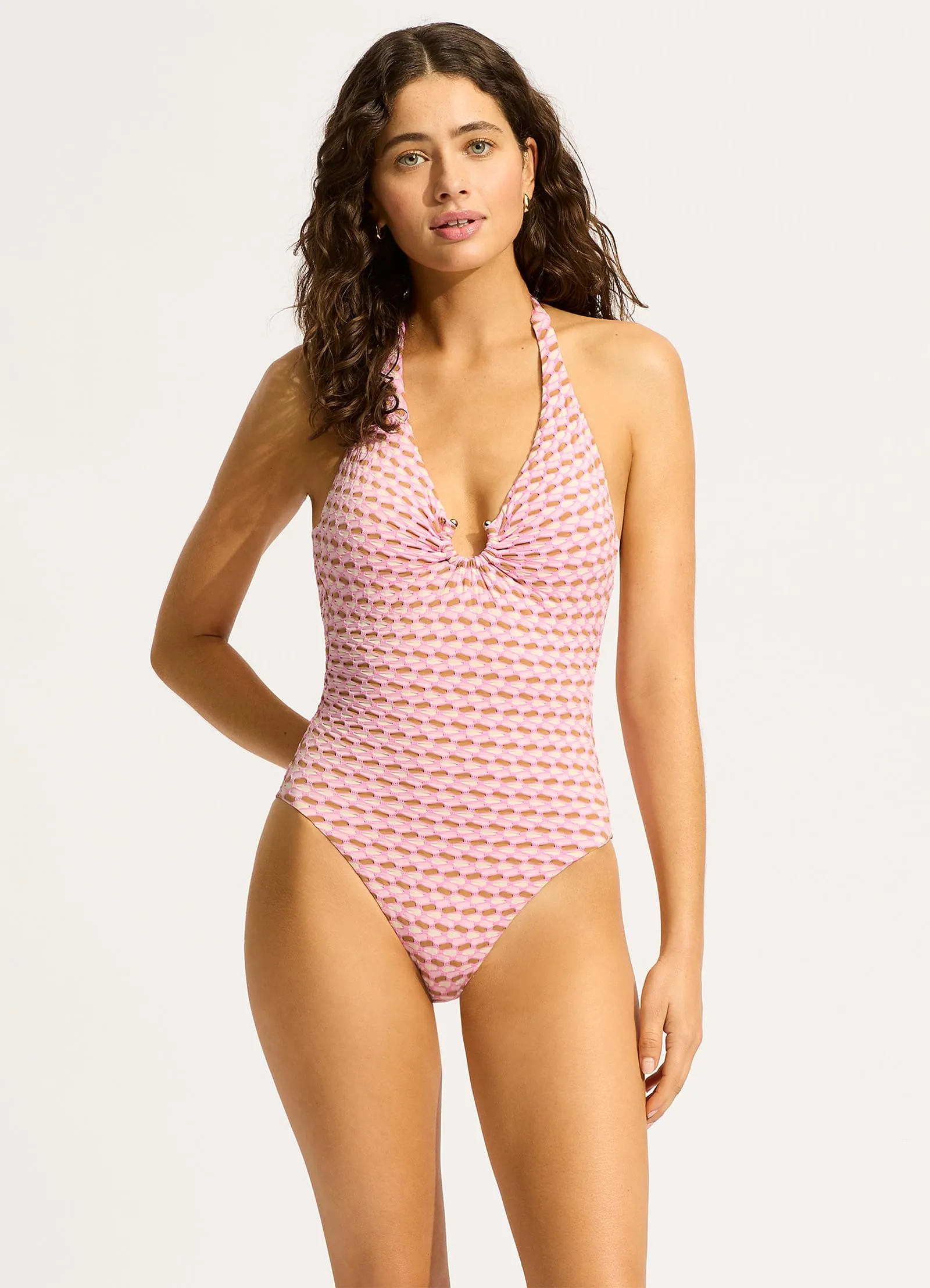Mala Ring Front Halter One Piece - Blossom