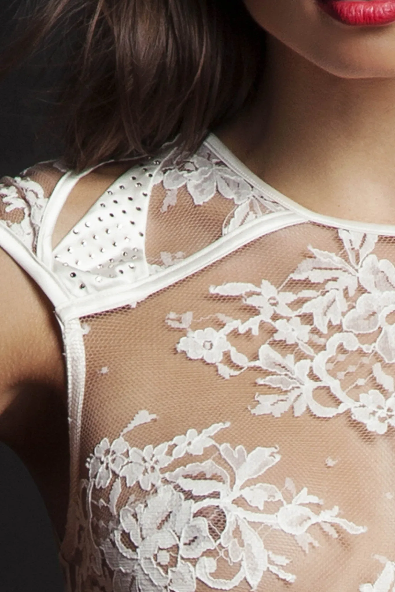 Nadya Lace Bodysuit and Cystal Suspender Belt