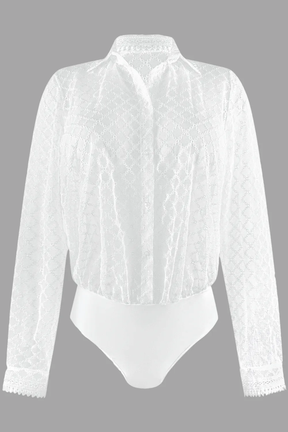 Paco Embroidery Blouse Bodysuit White