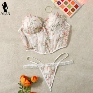 #PB Floral Corset Lingerie Set