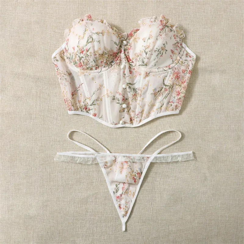 #PB Floral Corset Lingerie Set