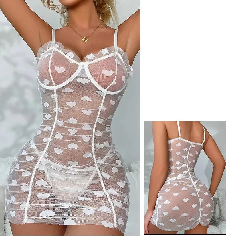 #PB Heart Mesh Lingerie Dress