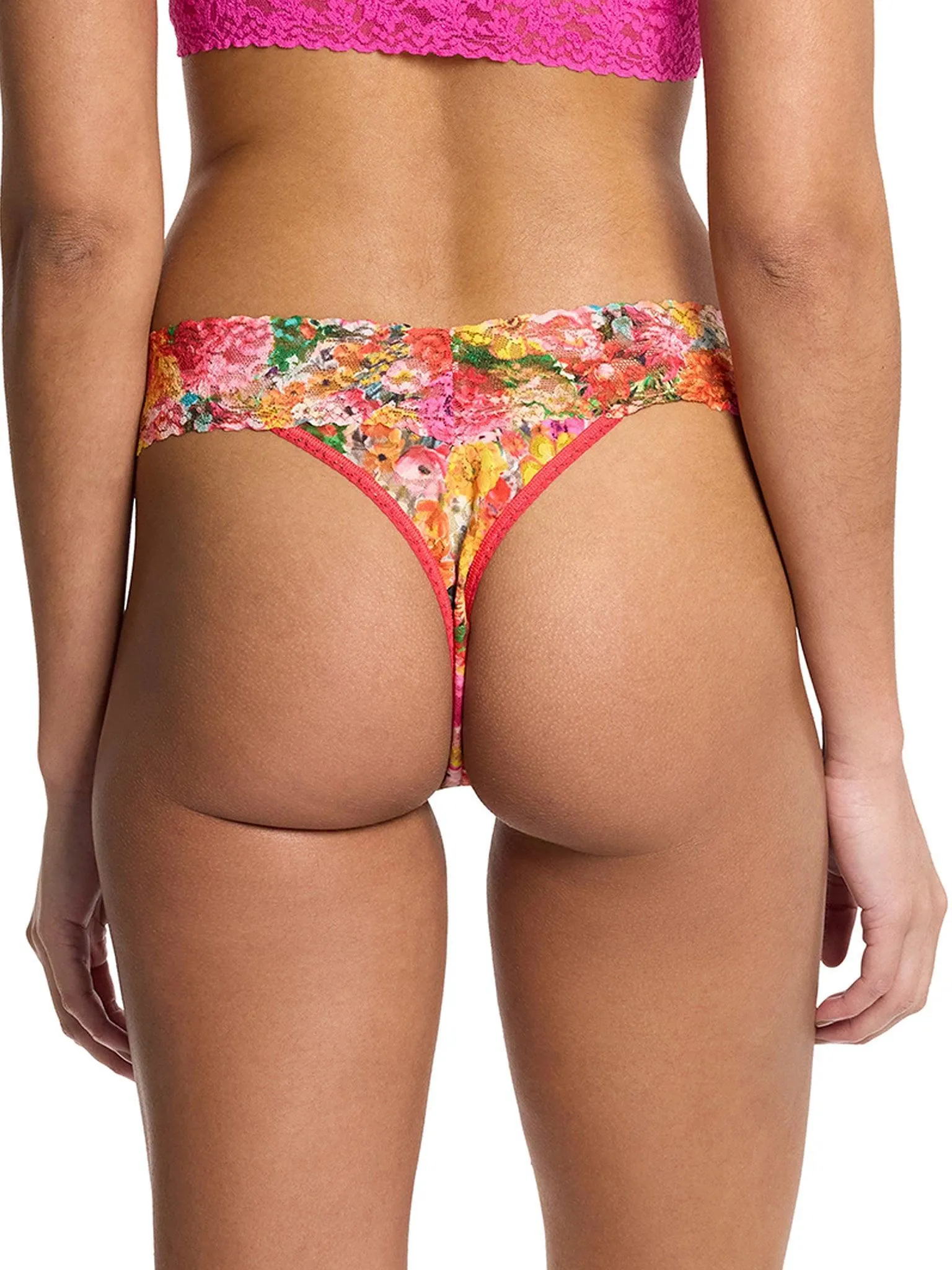 Printed Signature Lace® Original Rise Thong Floramania Pink