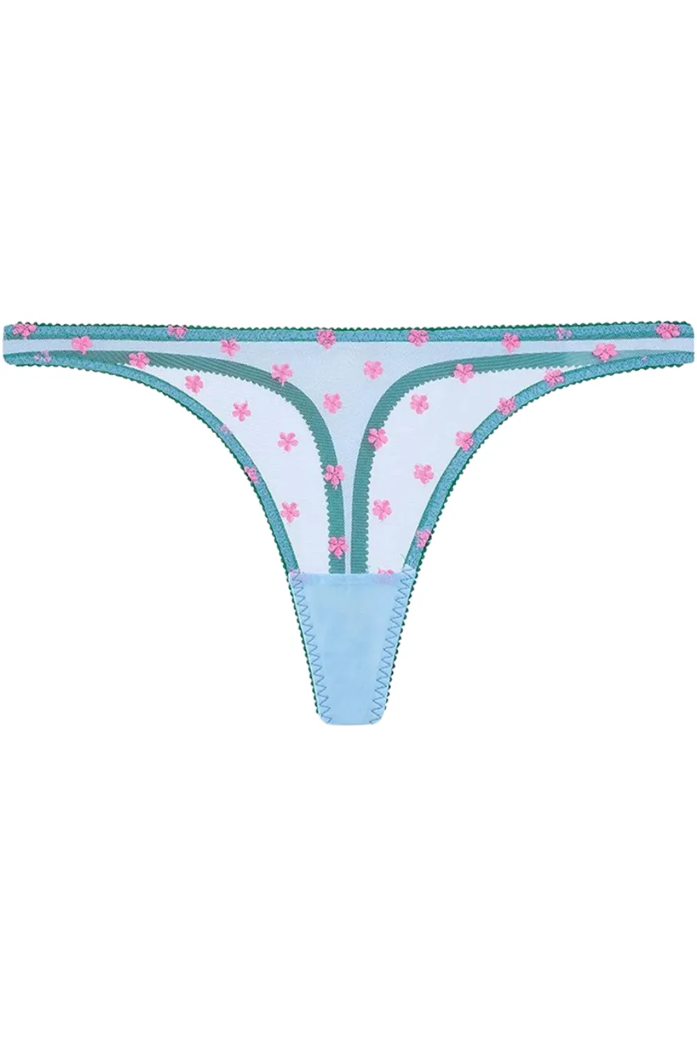 Sage Embroidered Thong Blue