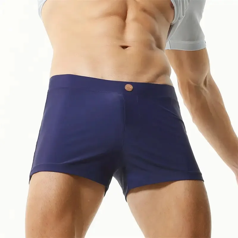 Seobean Men's Swim Boxers - Quick-Dry Swimwear with Nylon/Spandex Blend 230801