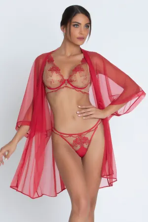 Sheer Mid-Length Red Robe