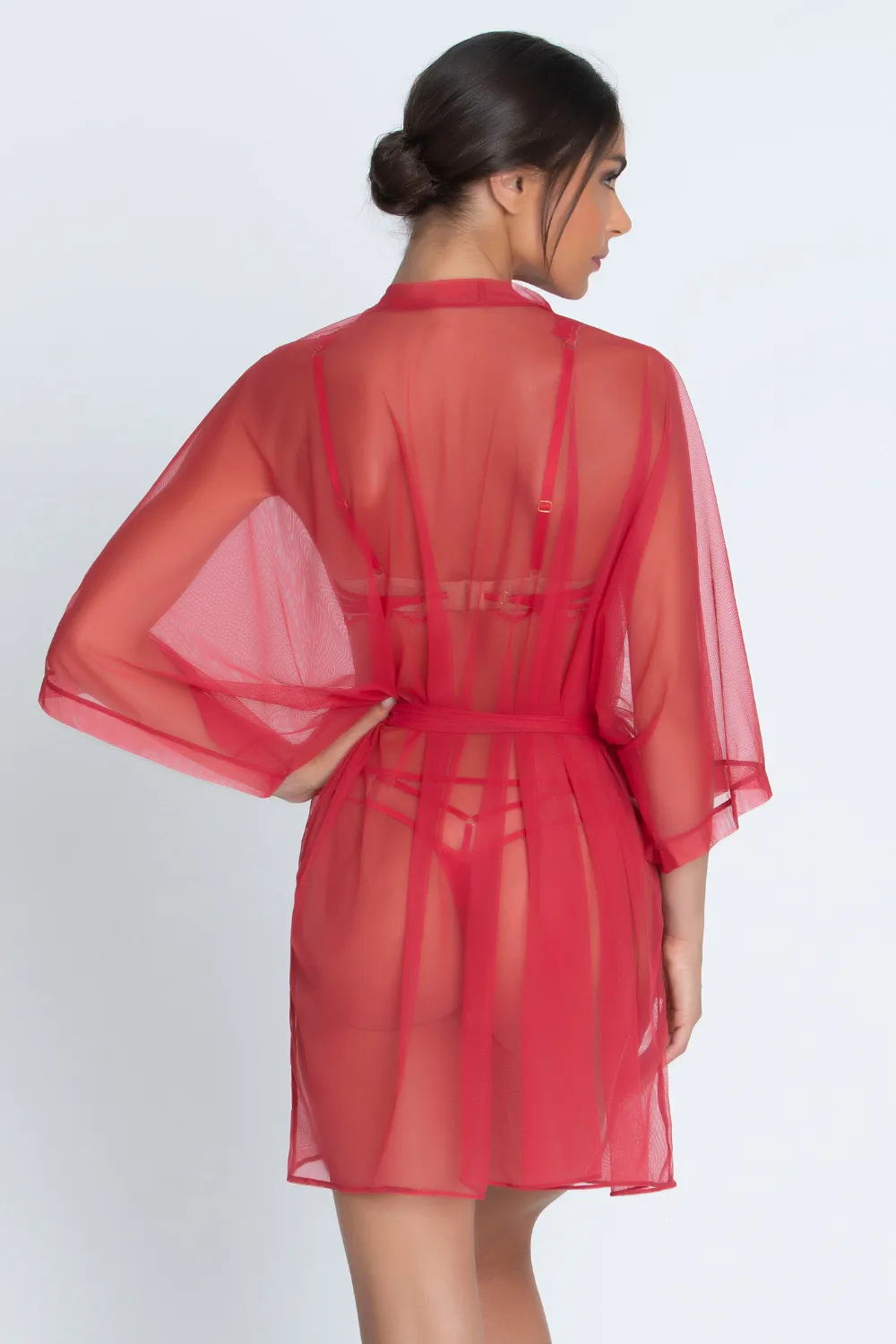 Sheer Mid-Length Red Robe