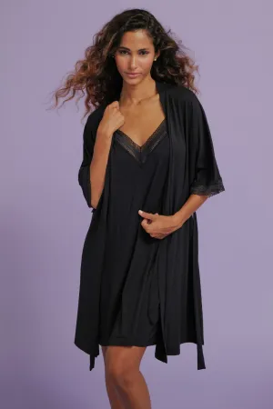 Simply Graphic Mid-Length Robe in Black