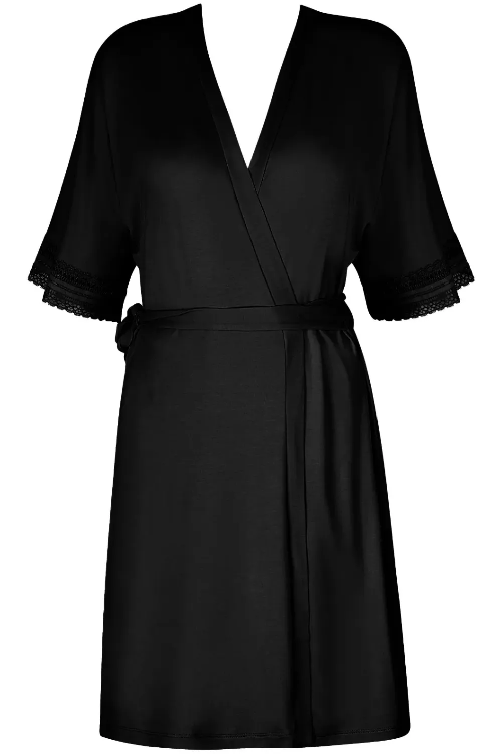 Simply Graphic Mid-Length Robe in Black
