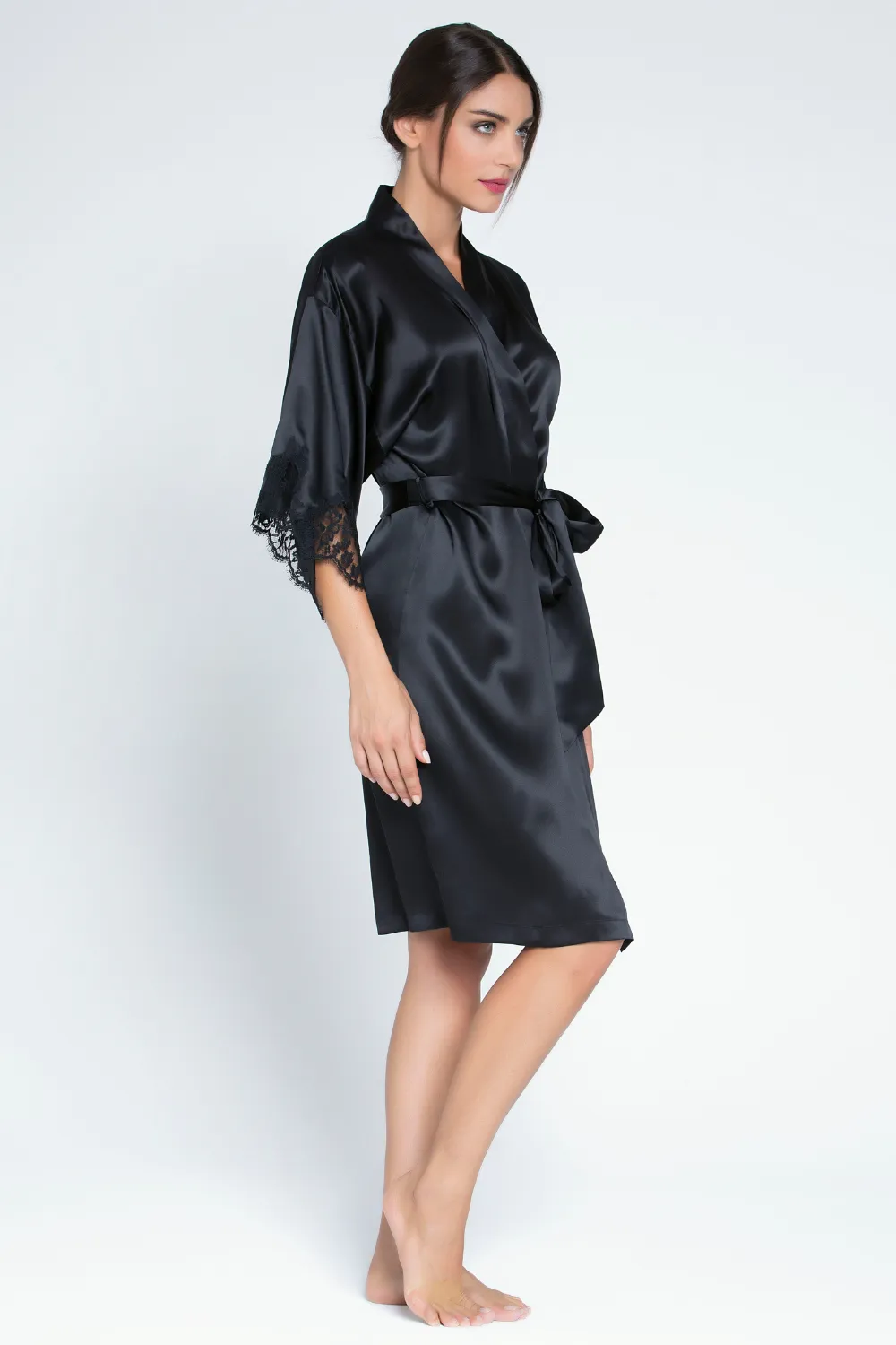 Splendeur Soie Mid Length Robe Black