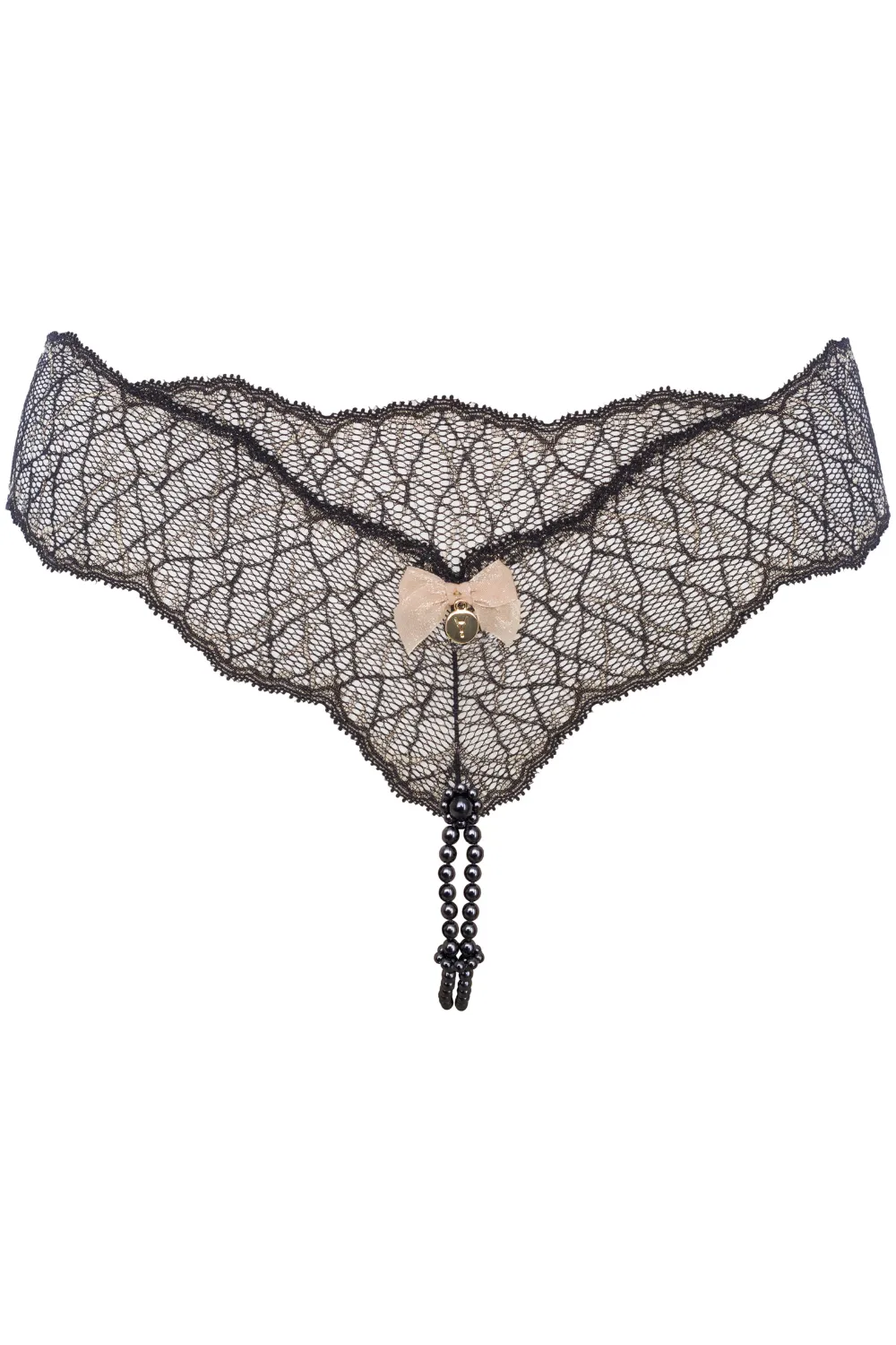 Sydney Daisy Dark Double Pearl Thong in Black