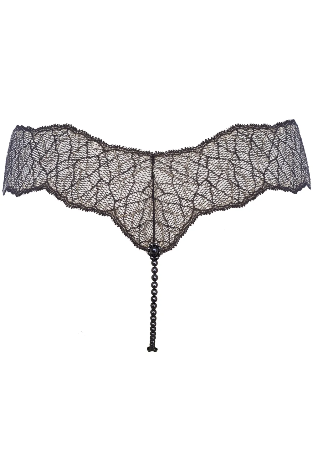 Sydney Daisy Dark Double Pearl Thong in Black