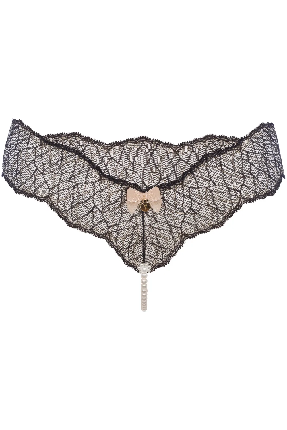 Sydney Daisy Single Pearl Thong Black