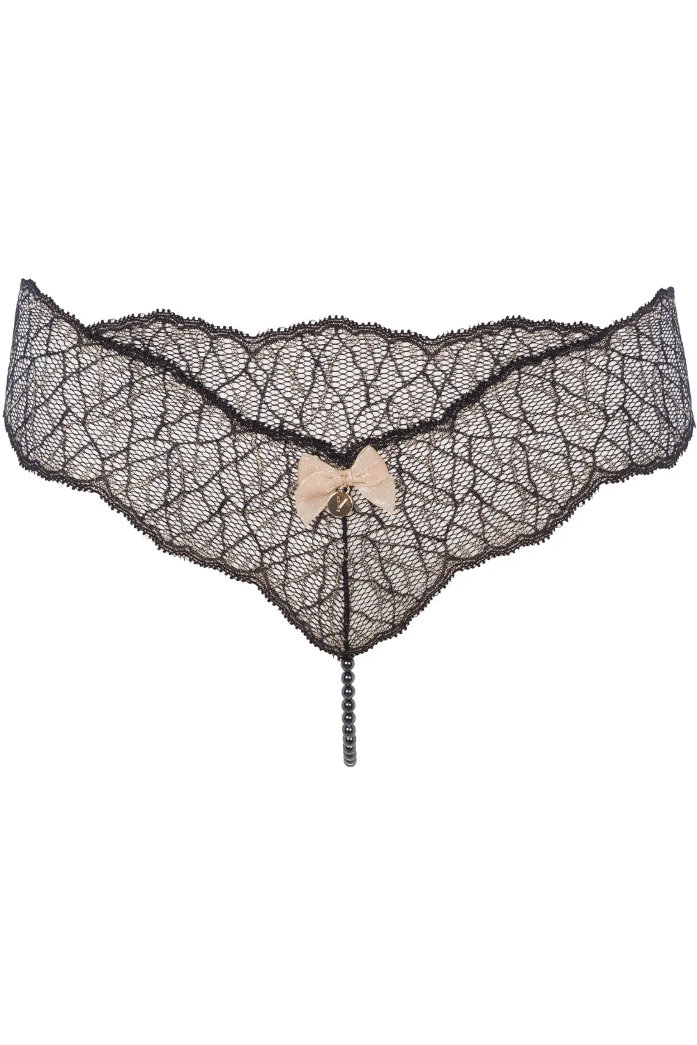 Sydney Dark Single Pearl Thong Black