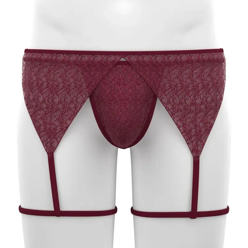 Tauwell Men's T-Back Thongs Set with Garter 25103