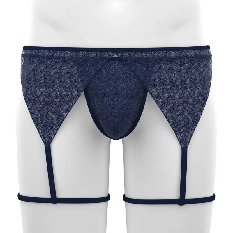 Tauwell Men's T-Back Thongs Set with Garter 25103