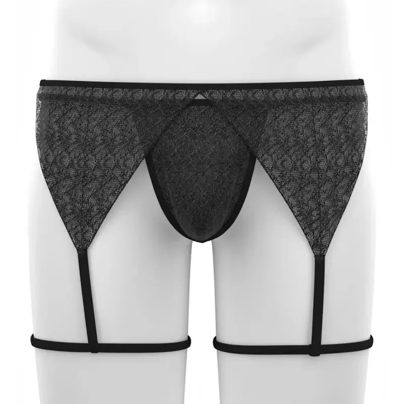 Tauwell Men's T-Back Thongs Set with Garter 25103