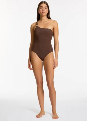 Tirari Nights One Shoulder One Piece - Chocolate