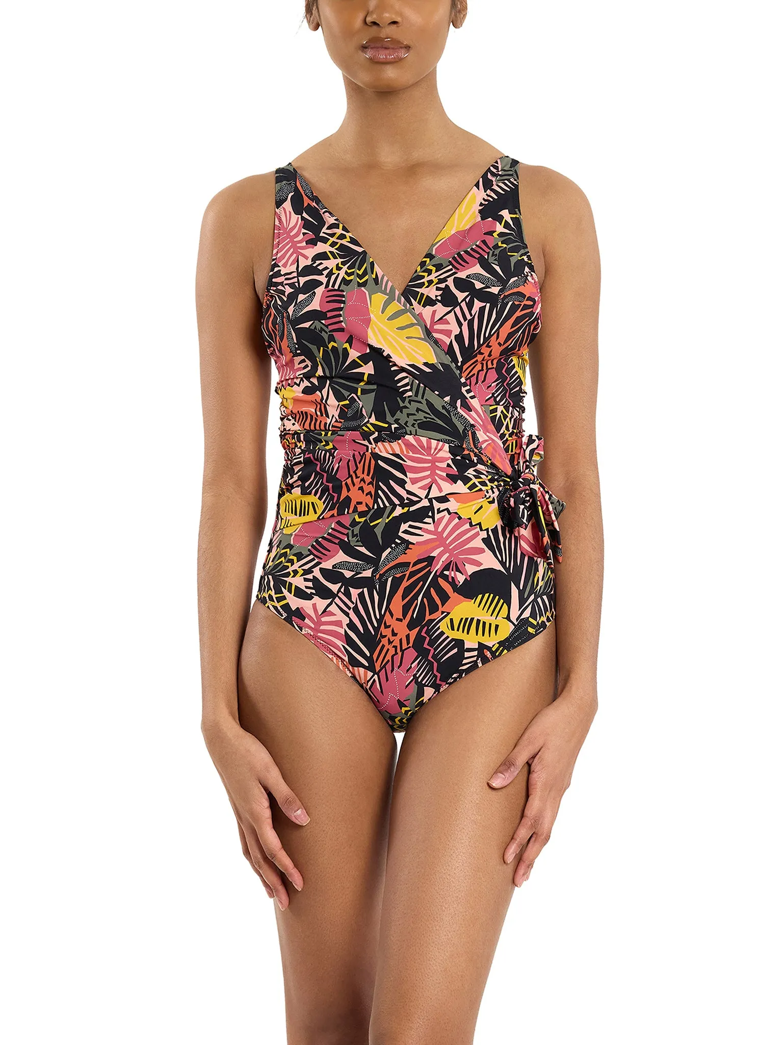 Wide Strap Wrap One Piece Swimsuit Palm Springs