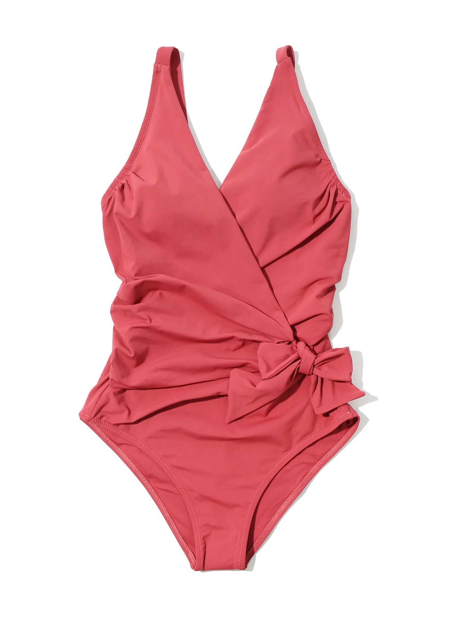 Wide Strap Wrap One Piece Swimsuit Sunbaked Red