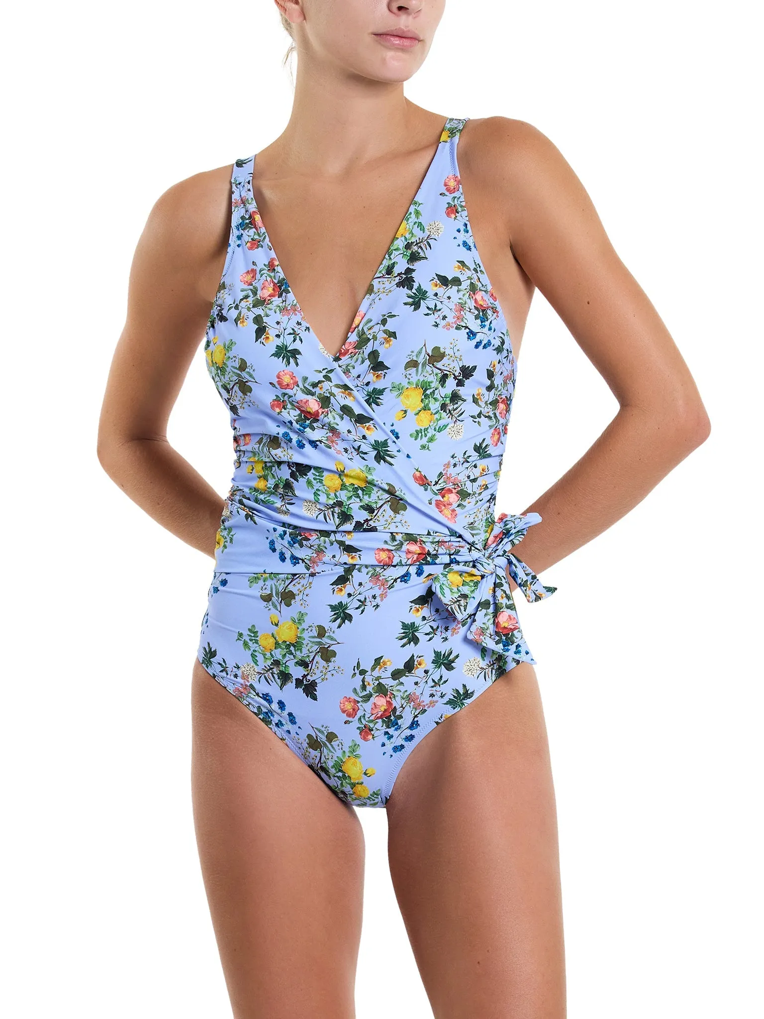 Wide Strap Wrap One Piece Swimsuit Thankful